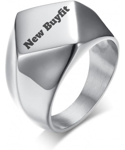 Custom Biker Rings for Men Women,Engrave Solid Polished Black Stainless Steel Signet Ring,Size 7-15 Silver[Rhombus] $8.09 Rings