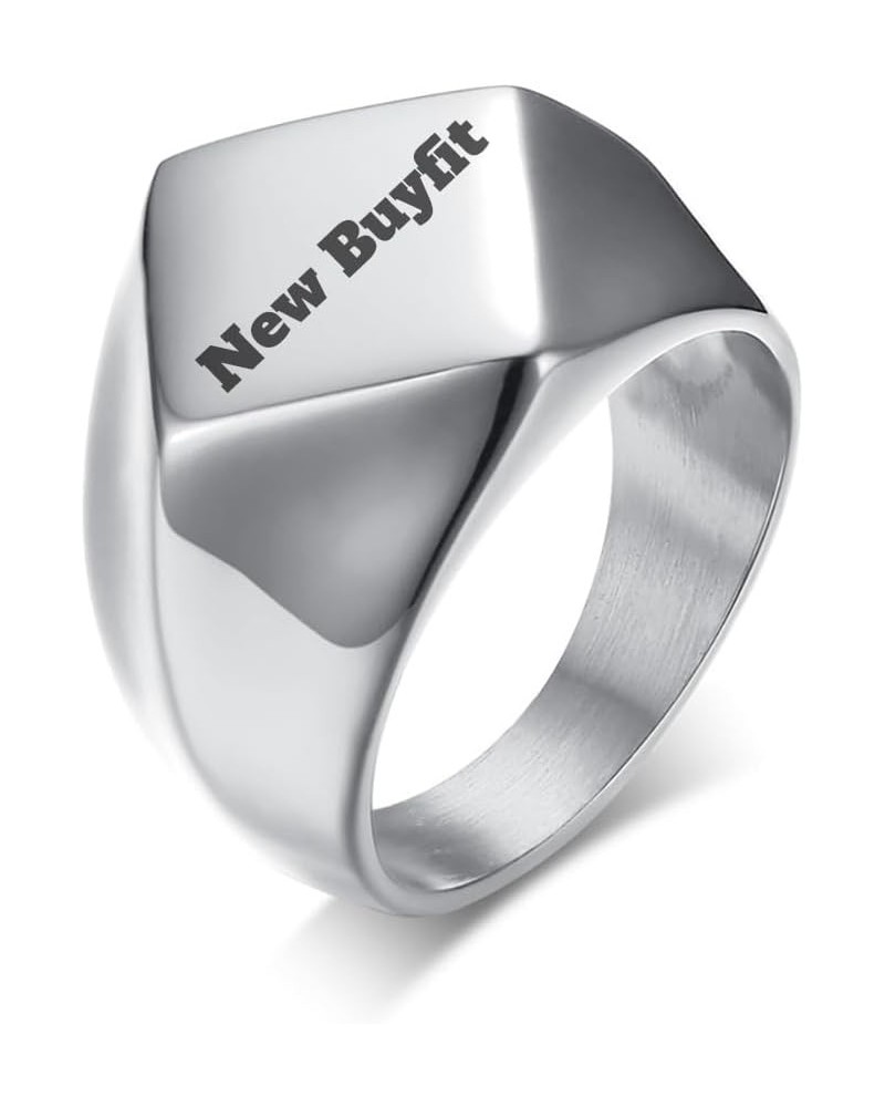 Custom Biker Rings for Men Women,Engrave Solid Polished Black Stainless Steel Signet Ring,Size 7-15 Silver[Rhombus] $8.09 Rings