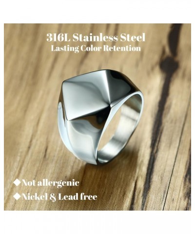 Custom Biker Rings for Men Women,Engrave Solid Polished Black Stainless Steel Signet Ring,Size 7-15 Silver[Rhombus] $8.09 Rings