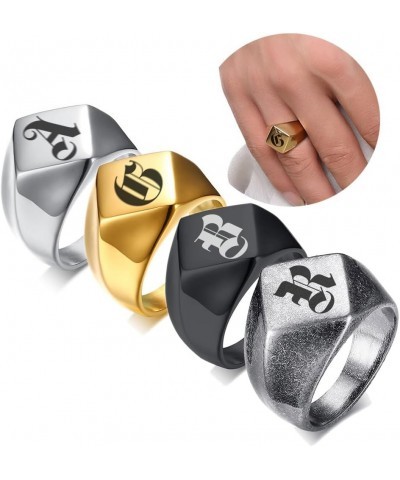 Custom Biker Rings for Men Women,Engrave Solid Polished Black Stainless Steel Signet Ring,Size 7-15 Silver[Rhombus] $8.09 Rings