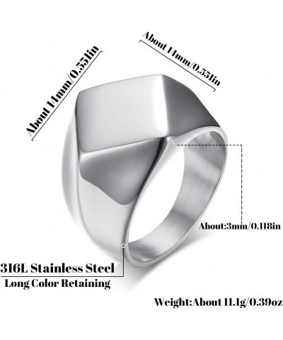 Custom Biker Rings for Men Women,Engrave Solid Polished Black Stainless Steel Signet Ring,Size 7-15 Silver[Rhombus] $8.09 Rings