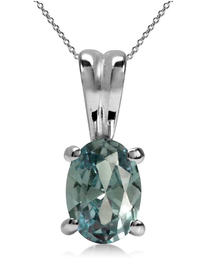 7x5mm Oval Shape 925 Sterling Silver Solitaire Pendant with 18 Inch Chain Necklace created color change alexandrite $9.85 Nec...