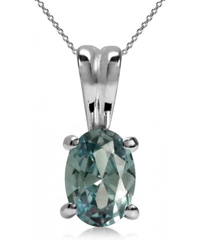 7x5mm Oval Shape 925 Sterling Silver Solitaire Pendant with 18 Inch Chain Necklace created color change alexandrite $9.85 Nec...