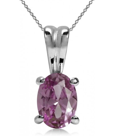 7x5mm Oval Shape 925 Sterling Silver Solitaire Pendant with 18 Inch Chain Necklace created color change alexandrite $9.85 Nec...