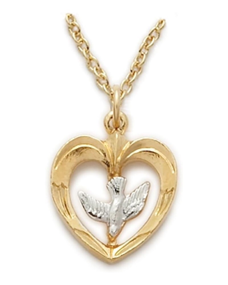 Pierced Heart Silver Tone Holy Dove Two Tone Medal, 5/8 Inch Gold,Silver $45.89 Necklaces