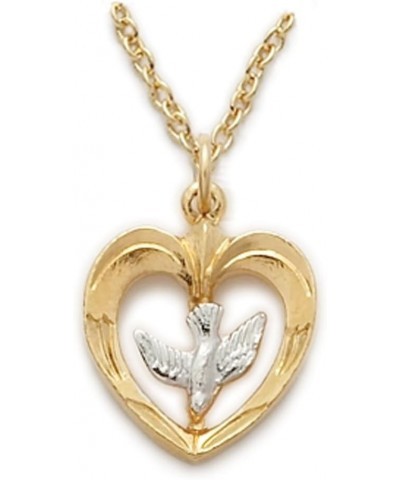 Pierced Heart Silver Tone Holy Dove Two Tone Medal, 5/8 Inch Gold,Silver $45.89 Necklaces