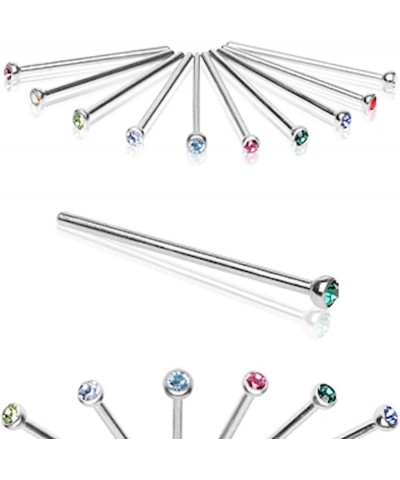 316L Surgical Steel Fish Tail Nose Ring with Press Fit CZ 18GA, L: 1/2", Ball Size: 2mm, Clear $9.51 Body Jewelry