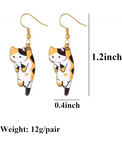 Lovely Kitty Drop Earrings, Calico Cat, Ginger Cat, Cow Cat and Siamese Cat Charms Dangle Earrings for Women Men Animal Jewel...