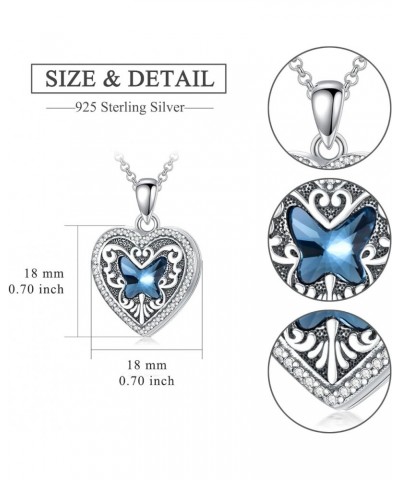 Butterfly Daisy Lotus Flower Heart Locket Necklace That Holds Pictures 925 Sterling Silver Crystal Moonstone Photo Locket Pen...