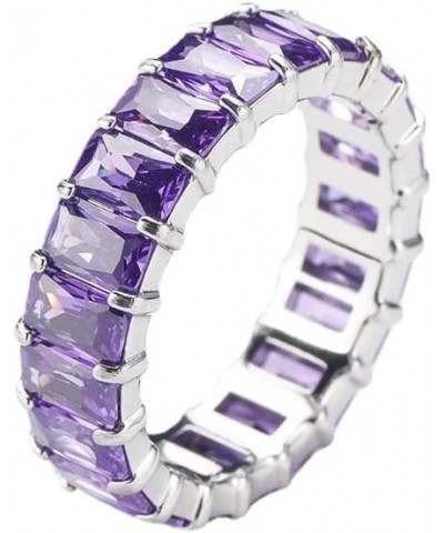 Women's Stainless Steel Colorful Zircon Gemstone Ring Size 6-10 6 Silver-Purple $9.17 Rings