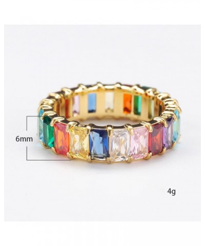 Women's Stainless Steel Colorful Zircon Gemstone Ring Size 6-10 6 Silver-Purple $9.17 Rings