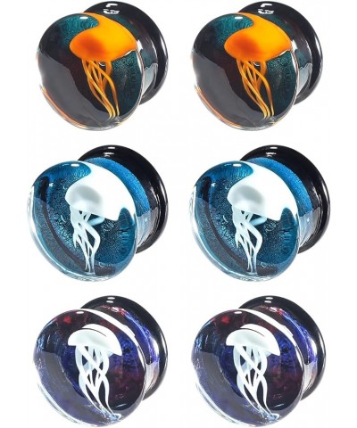 6pcs Glass Jellyfish Ear Plugs Stretching Piercing Tunnels for Ear Gauges 0g-5/8 inch B 1/2"(12mm) $14.39 Body Jewelry