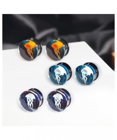 6pcs Glass Jellyfish Ear Plugs Stretching Piercing Tunnels for Ear Gauges 0g-5/8 inch B 1/2"(12mm) $14.39 Body Jewelry