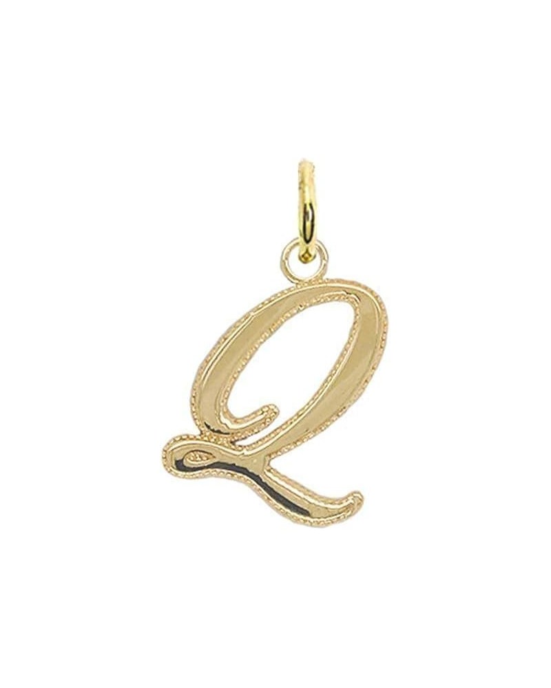 Solid 14k Gold Personalized Cursive-Style"A-Z" Initial Pendant (Size S/M/L) Large (Q) Yellow Gold $66.70 Pendants