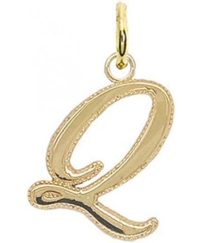 Solid 14k Gold Personalized Cursive-Style"A-Z" Initial Pendant (Size S/M/L) Large (Q) Yellow Gold $66.70 Pendants