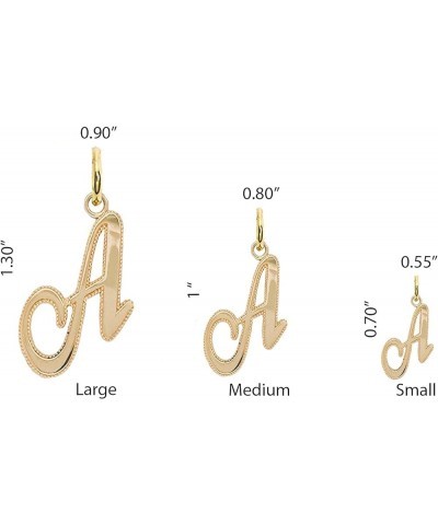 Solid 14k Gold Personalized Cursive-Style"A-Z" Initial Pendant (Size S/M/L) Large (Q) Yellow Gold $66.70 Pendants