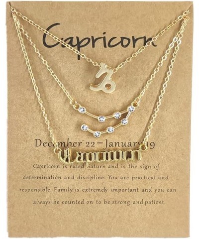 3Pcs Zodiac Gold Plated CZ Necklaces for Women Girls Old English Necklace 12 Constellation Necklace Zodiac Sign Gifts for Wom...