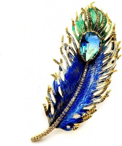 Art Nouveau Vintage Enamel Blue Peacock Feather Brooch Pin Costume Jewelry $7.65 Brooches & Pins