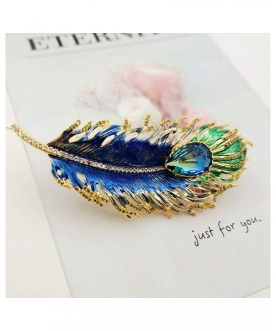 Art Nouveau Vintage Enamel Blue Peacock Feather Brooch Pin Costume Jewelry $7.65 Brooches & Pins