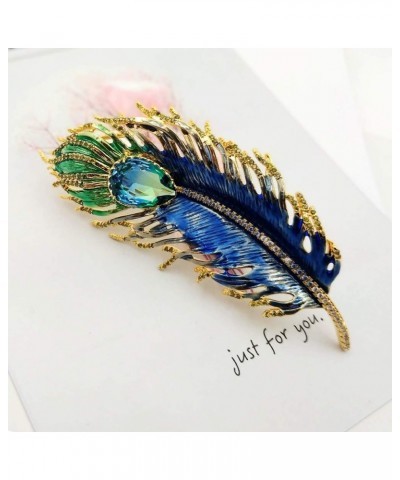 Art Nouveau Vintage Enamel Blue Peacock Feather Brooch Pin Costume Jewelry $7.65 Brooches & Pins