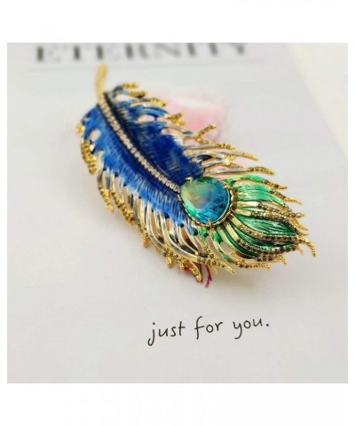 Art Nouveau Vintage Enamel Blue Peacock Feather Brooch Pin Costume Jewelry $7.65 Brooches & Pins