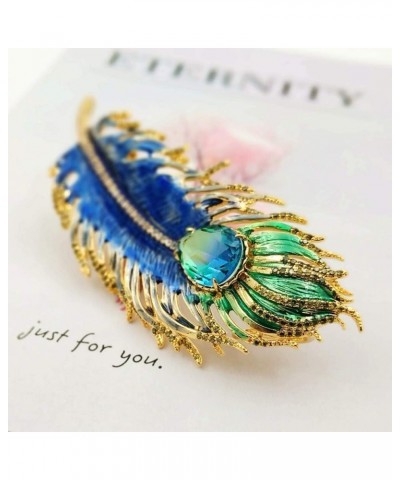 Art Nouveau Vintage Enamel Blue Peacock Feather Brooch Pin Costume Jewelry $7.65 Brooches & Pins