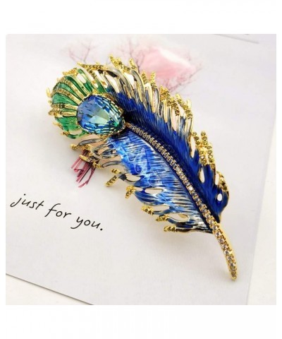 Art Nouveau Vintage Enamel Blue Peacock Feather Brooch Pin Costume Jewelry $7.65 Brooches & Pins