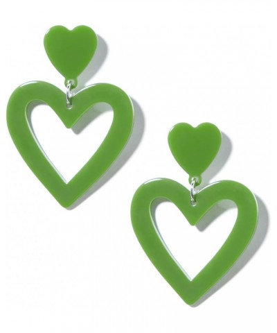 Double Heart Earrings Dangle Earrings for Women Love Heart Drop Earrings Valentine's Day Mother's Day Birthday Gift Green $6....