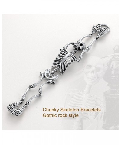 Gothic Skull Bracelets for Men Women, Stainless Steel/18K Gold Plated/Silver Black Punk Skeleton Head Chain Bracelet Party Ac...