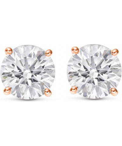 3/4-5 IGI Certified LAB-GROWN Round Cut Diamond Earrings 4 Prong Push Back Value Collection (E-F COLOR, SI1-SI2 CLARITY) Rose...