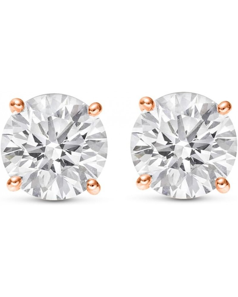 3/4-5 IGI Certified LAB-GROWN Round Cut Diamond Earrings 4 Prong Push Back Value Collection (E-F COLOR, SI1-SI2 CLARITY) Rose...