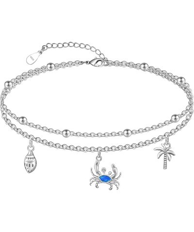 Ankle Bracelets for Women 925 Sterling Silver Anklet Animals/Ladybug/Clover/Hat/Wave Double Layer Anklet Adjustable 9 to 10 I...