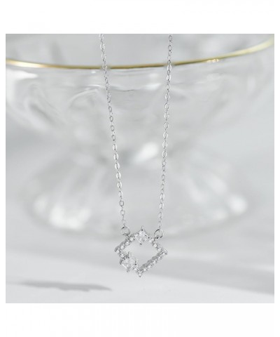 Dainty Necklaces for Women Girls, 925 Sterling Sliver Necklace Cubic Zirconia Pendant Trendy Jewelry Gifts Square $11.20 Neck...