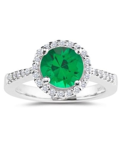 0.20 Cts Diamond & 0.20 Cts of 4 mm AAA Round Natural Emerald Ring in 18K White Gold $435.77 Rings