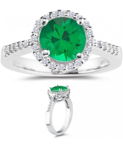 0.20 Cts Diamond & 0.20 Cts of 4 mm AAA Round Natural Emerald Ring in 18K White Gold $435.77 Rings