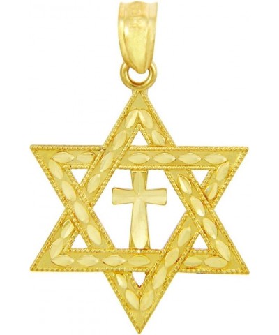 10K and 14K Yellow or Rose Gold Jewish Charm Star Cross of David Pendant - Choice of Metal Color 14K Yellow Gold $52.64 Pendants