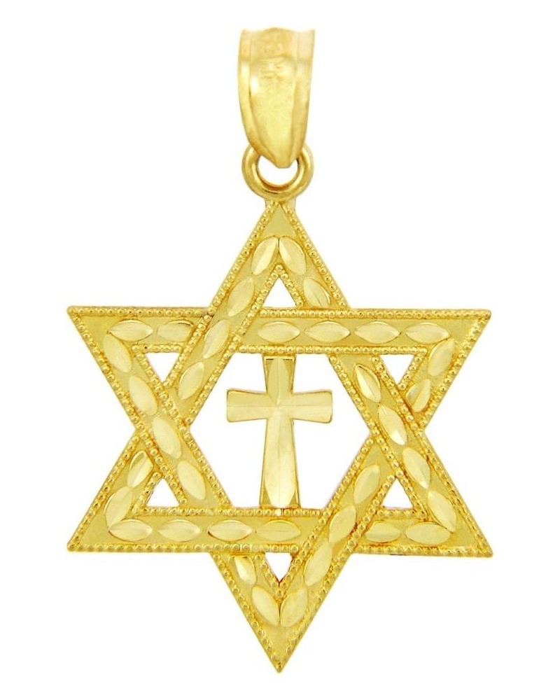 10K and 14K Yellow or Rose Gold Jewish Charm Star Cross of David Pendant - Choice of Metal Color 14K Yellow Gold $52.64 Pendants