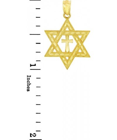 10K and 14K Yellow or Rose Gold Jewish Charm Star Cross of David Pendant - Choice of Metal Color 14K Yellow Gold $52.64 Pendants