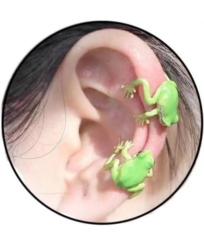 Cute Frog Ear Cuff Earrings for Women 3D Frog Earrings Green Vintage Frog Wrap Crawler Earrings No Piercing Earrings Birthday...