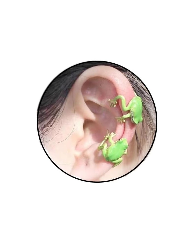 Cute Frog Ear Cuff Earrings for Women 3D Frog Earrings Green Vintage Frog Wrap Crawler Earrings No Piercing Earrings Birthday...