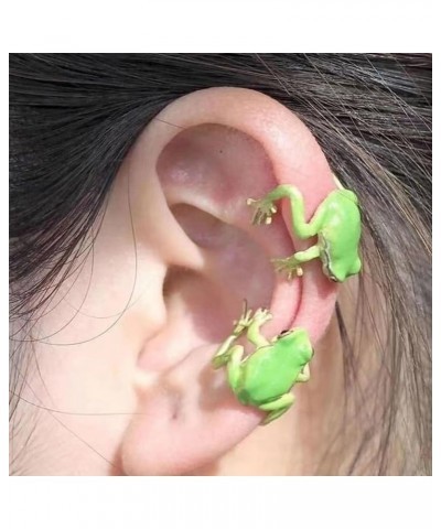 Cute Frog Ear Cuff Earrings for Women 3D Frog Earrings Green Vintage Frog Wrap Crawler Earrings No Piercing Earrings Birthday...