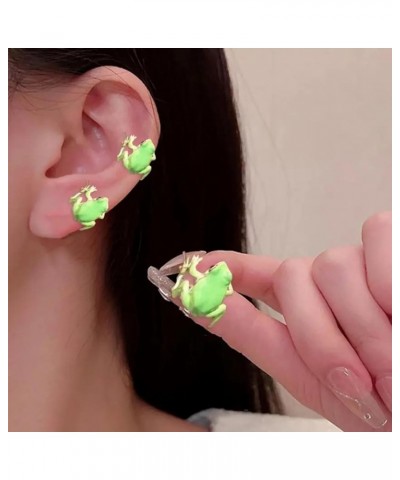 Cute Frog Ear Cuff Earrings for Women 3D Frog Earrings Green Vintage Frog Wrap Crawler Earrings No Piercing Earrings Birthday...