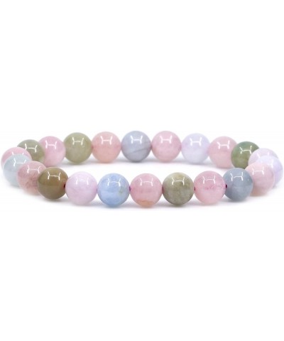 Gem Semi Precious Gemstones 8mm Round Beads Crystal Stretch Bracelets 7 Inch Unisex Morganite Beryl Aquamarine $6.71 Bracelets