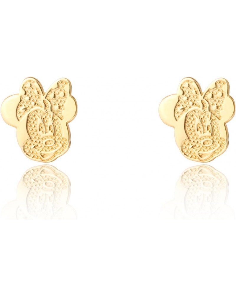 Womens Minnie Mouse Stud Earrings Official License - 10K Yellow Gold Minnie Mouse Earrings - Gold Jewelry $43.73 Earrings