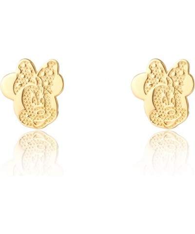 Womens Minnie Mouse Stud Earrings Official License - 10K Yellow Gold Minnie Mouse Earrings - Gold Jewelry $43.73 Earrings