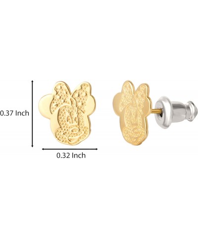 Womens Minnie Mouse Stud Earrings Official License - 10K Yellow Gold Minnie Mouse Earrings - Gold Jewelry $43.73 Earrings