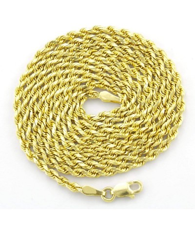 14k Yellow Gold 2.5mm Solid Rope Chain Diamond Cut Link Pendant Necklace, Mens Womens Jewelry 16" 18" 20" 22" 24" 26" 28" 30 ...