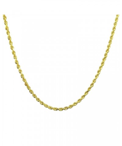 14k Yellow Gold 2.5mm Solid Rope Chain Diamond Cut Link Pendant Necklace, Mens Womens Jewelry 16" 18" 20" 22" 24" 26" 28" 30 ...