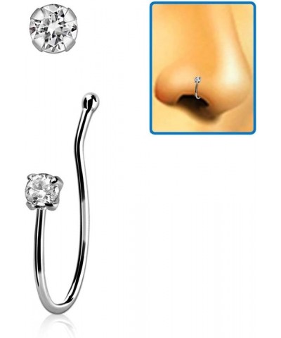 Sterling Silver Lip and Nose Non-Piercing Stud Round Colored CZ Clip-on Bone Ring $9.42 Body Jewelry