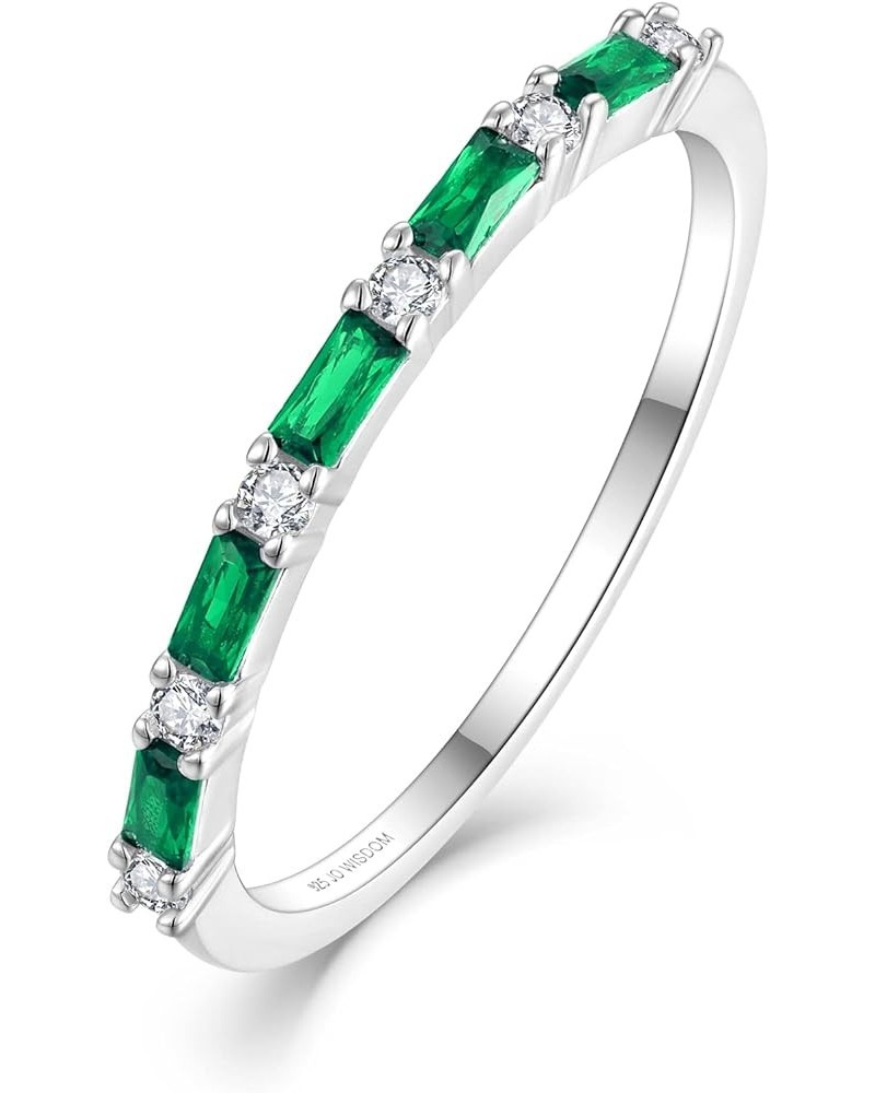 925 Sterling Silver Wedding Band for Women Thin Stacking Ring Half Cubic Zirconia Eternity Engagement Ring 05-May-emerald $25...